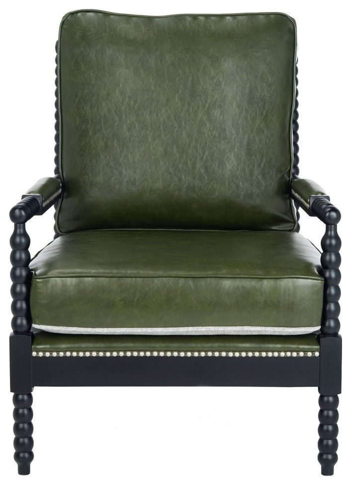 Sancia Leather ArmChair  Forest Green   Traditional   Armchairs And Accent Chairs   by Rustic Home Furniture Deco  Houzz