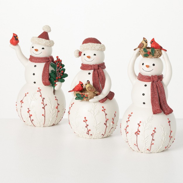 Sullivans Snowmen With Cardinals Multicolor 10 5 quot h Resin Set Of 3