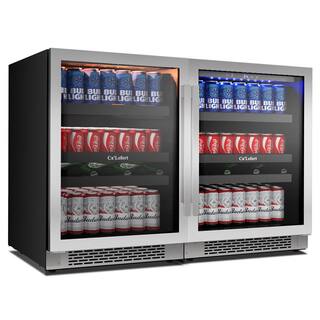 Ca'Lefort 48 in. Dual Zone 440-Cans Beverage Cooler Side-by-Side Refrigerator Built-In or Freestanding Fridge in Stainless Steel CLF-BS24BS24-HD