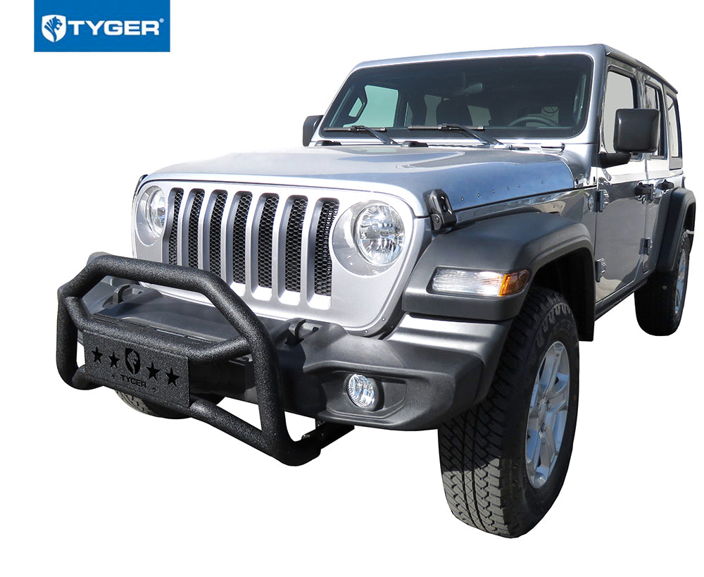 Tyger Auto TG-GD6J60468 Front Bumper Guard Compatible with 2018-2023 Jeep Wrangler JL (NOT For JK) and 2020-2023 Jeep Gladiator (NOT For Mojave Models) | Textured Black | Light Mount | Bull Bar