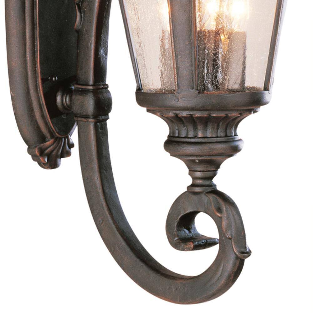 Bel Air Lighting Commons 4-Light Rust Coach Outdoor Wall Light Fixture with Seeded Glass 5042 RT