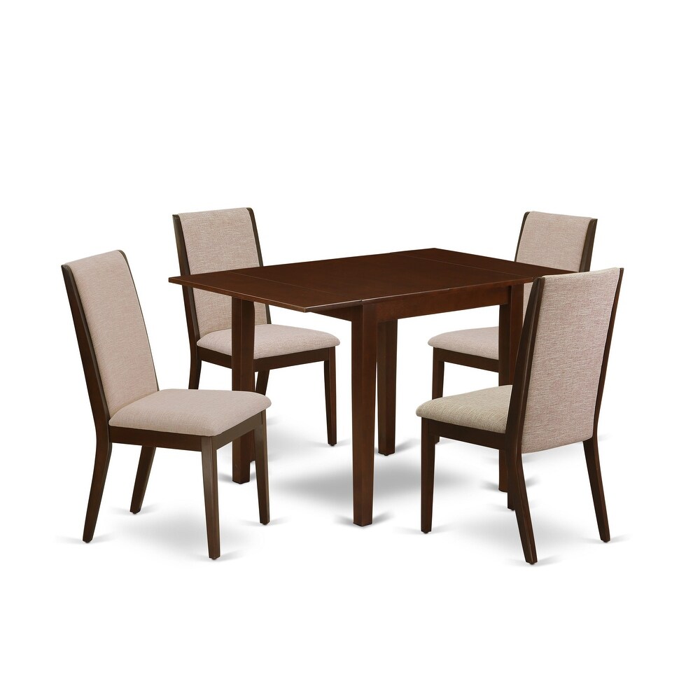 East West Furniture 5 Piece Dinette Set  a Dining Room Table and 4 Linen Fabric Parsons Dining Chairs  (Finish Option)