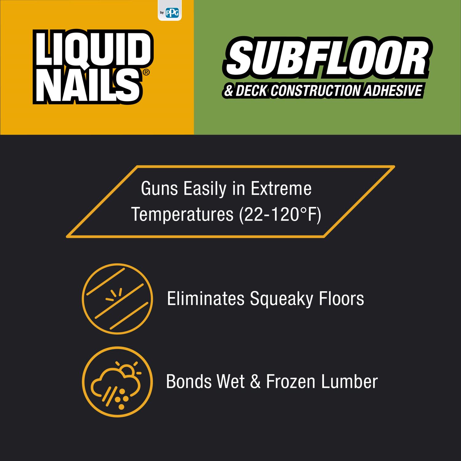 Liquid Nails Subfloor \u0026 Deck Acrylic Latex Construction Adhesive 10 oz