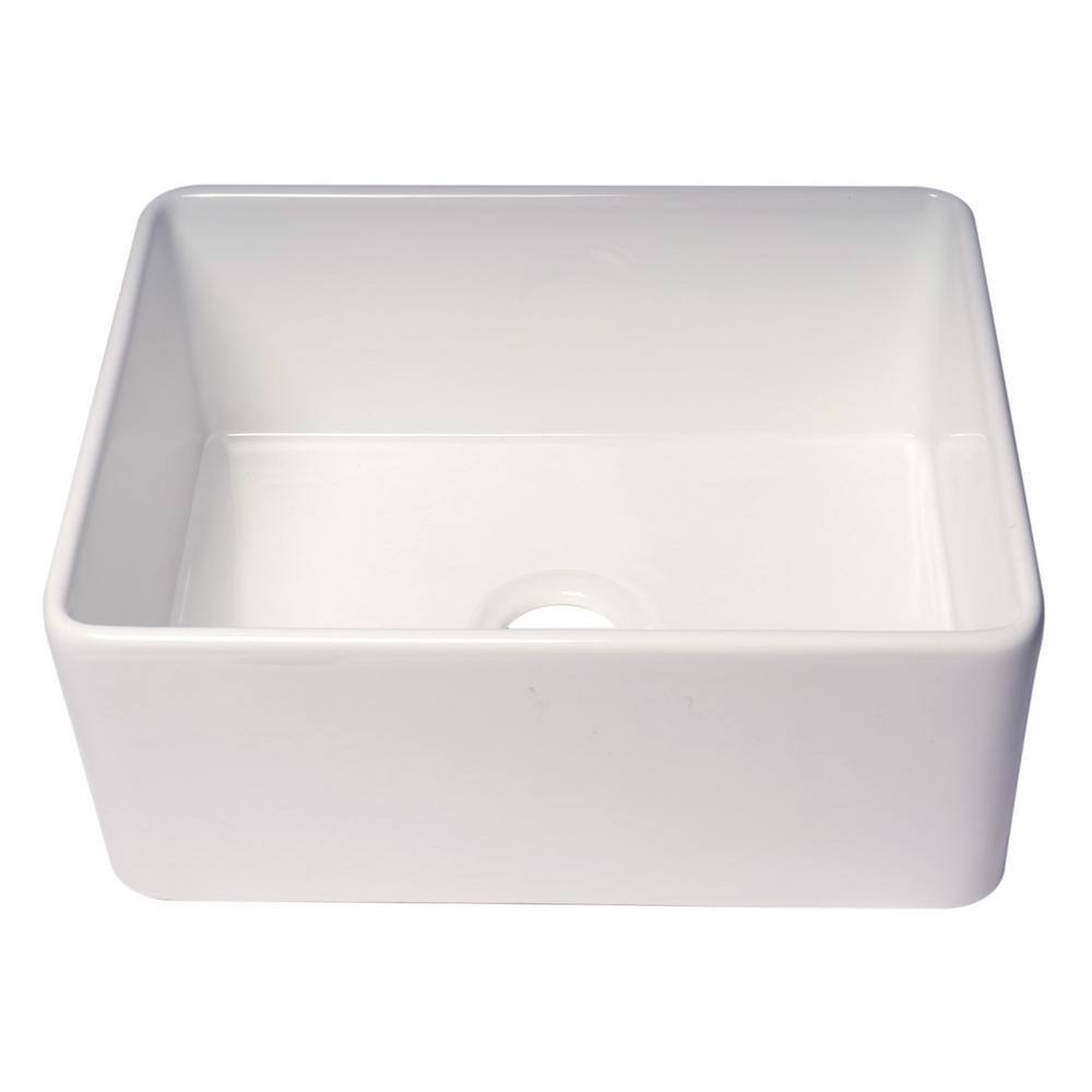 ALFI BRAND Fireclay 24 in. Single Bowl Farmhouse Kitchen Sink in White ABF2418-W