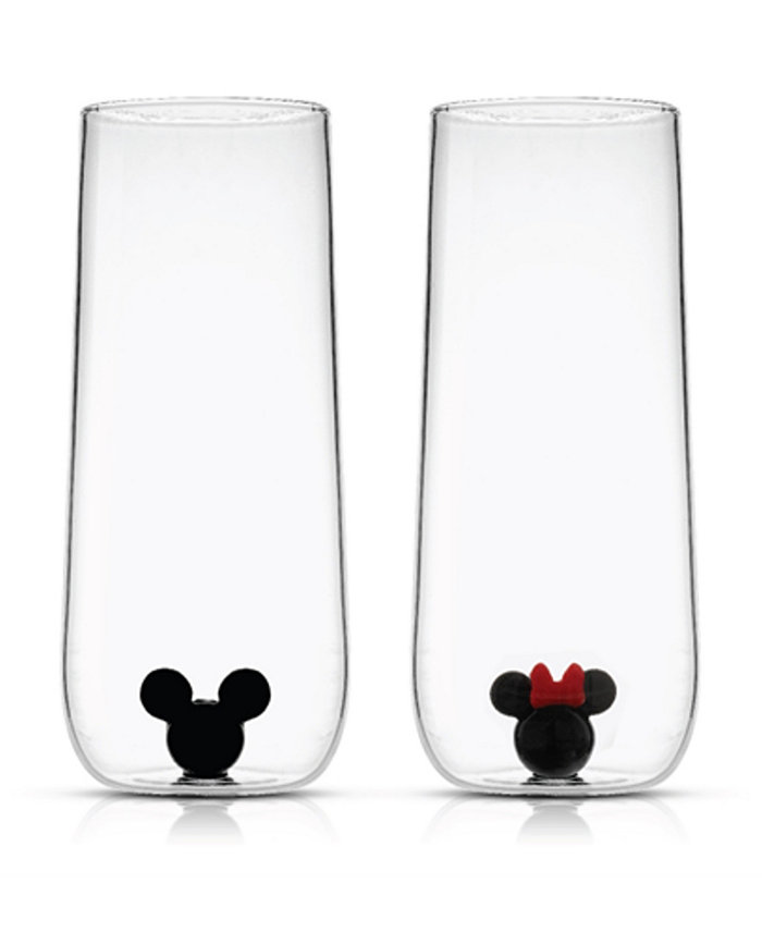 JoyJolt Mickey and Minnie Icon Tall Drinking Glass Set of 2