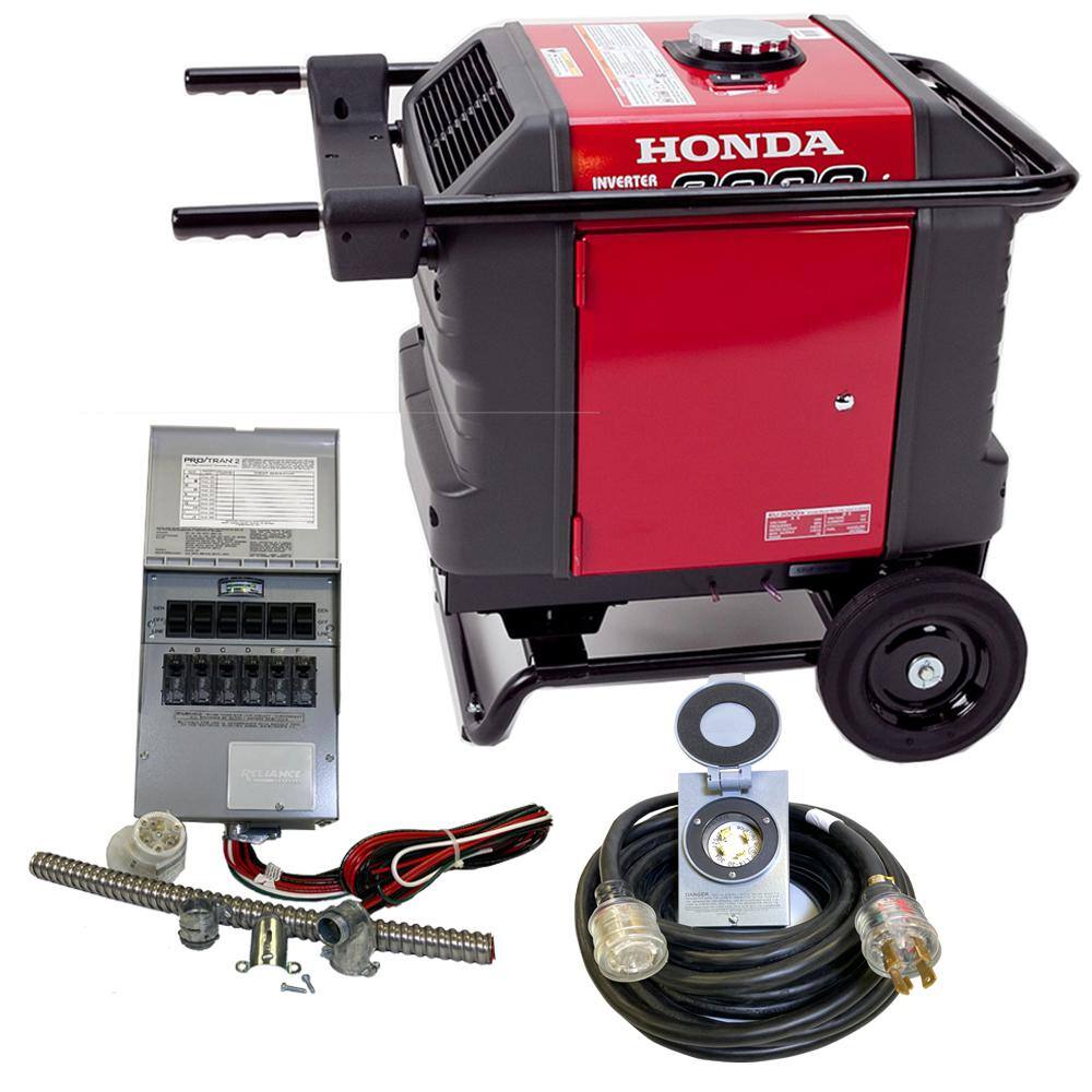 Honda Inverter 3000-Watt Air-Cooled Gasoline Generator 120-Volt Single Phase and Standby 6 Circuit Manual Switch HP2S-EU3000