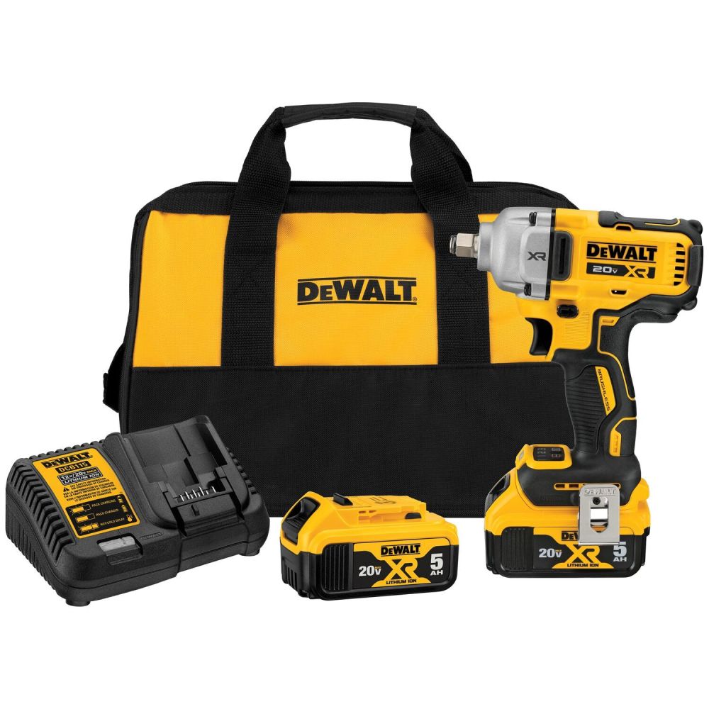 DEWALT 20V MAX XR 1/2" Mid Range Impact Wrench Kit with Hog Ring Anvil DCF891P2 from DEWALT