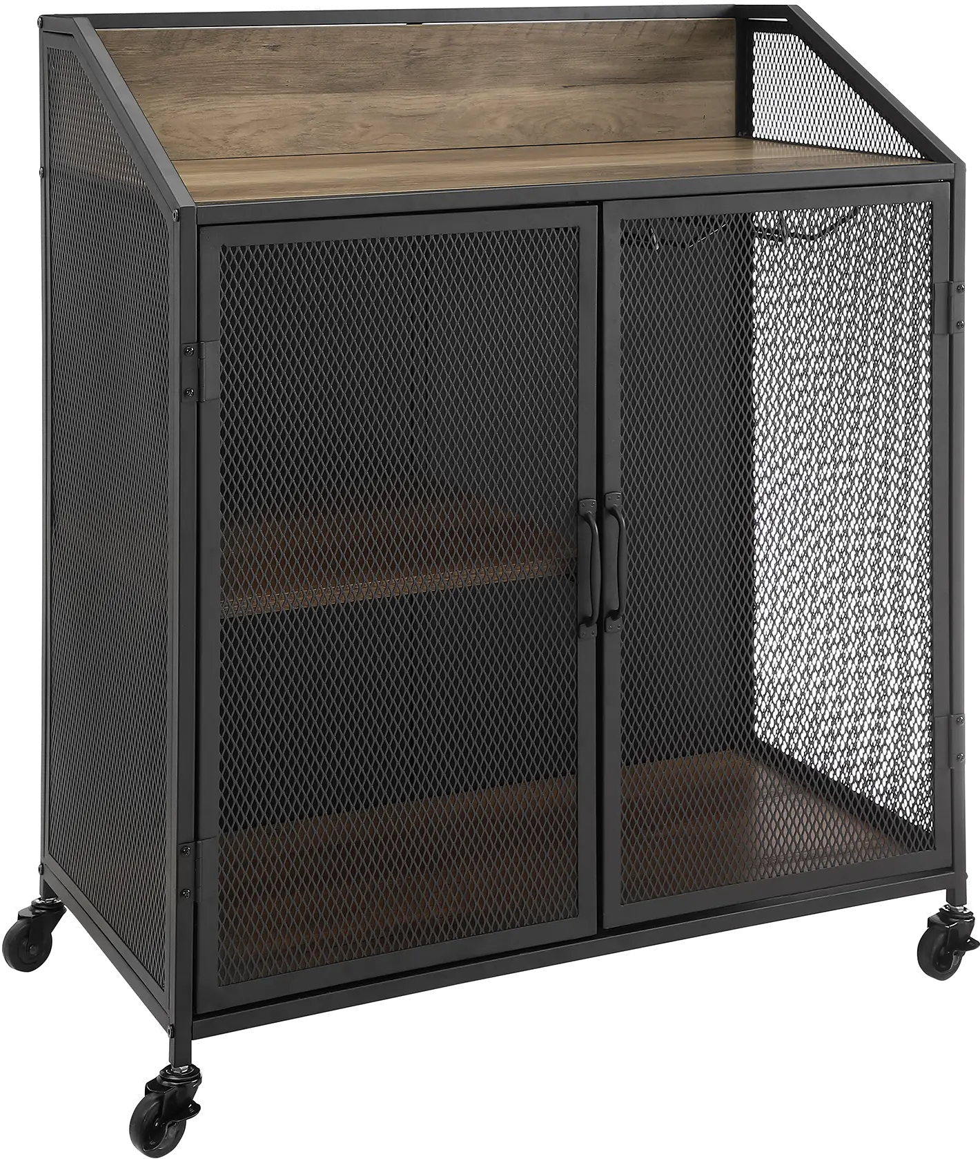 Avery Rustic Oak 33 Inch Bar Cabinet - Walker Edison