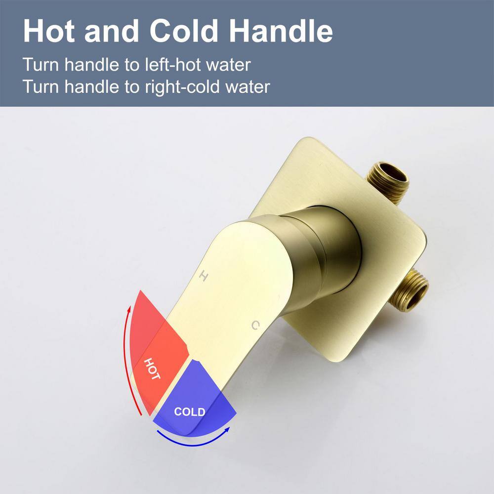 Satico Single Handle Wall Mounted Spout Waterfall Bathroom Faucet in Brushed Gold BF014203DA