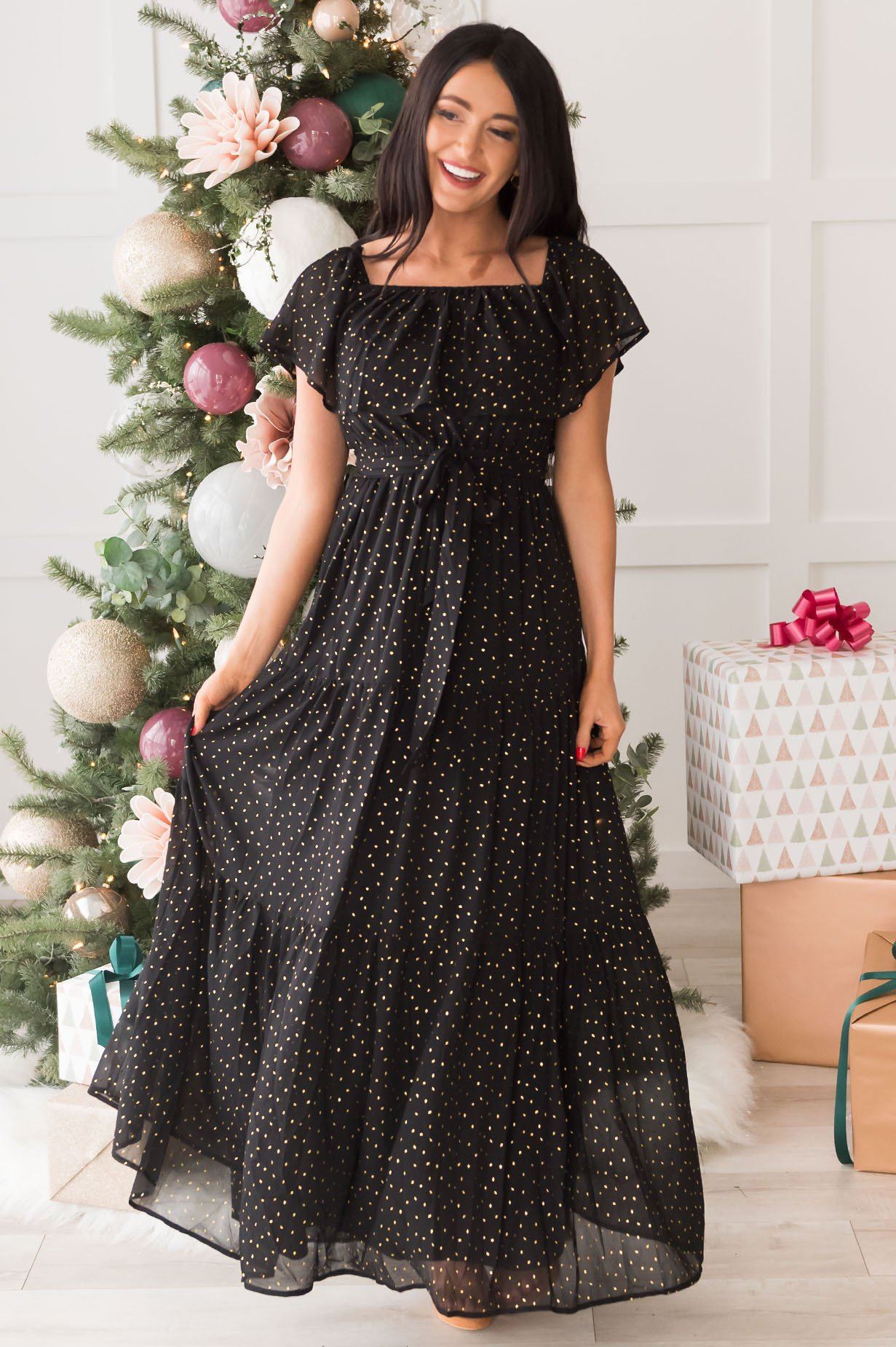 The Caroling Diamond Confetti Modest Maxi