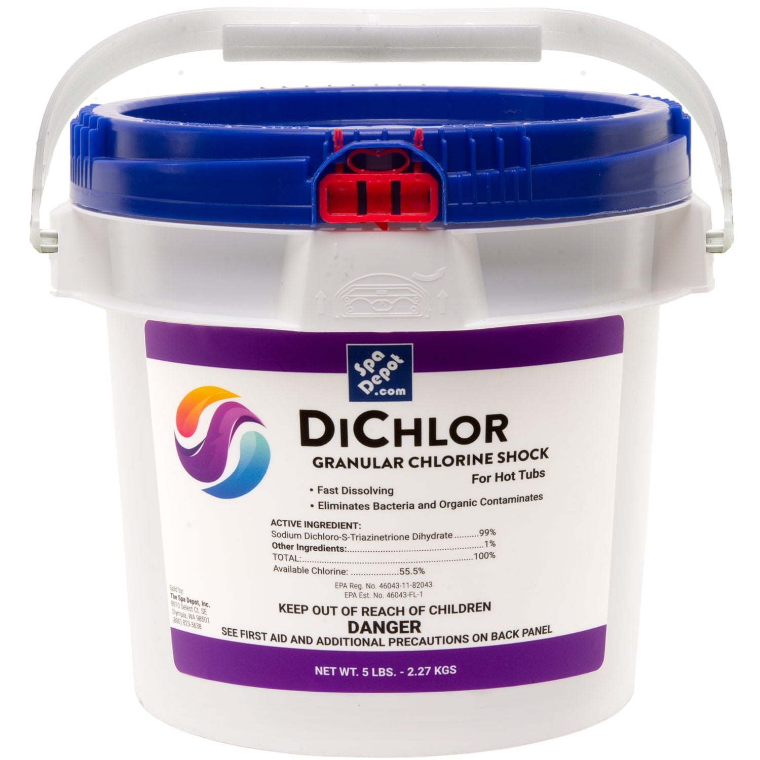 Spa Depot Dichlor Granular Chlorine Sanitizing Shock for Hot Tubs - 5 lbs.