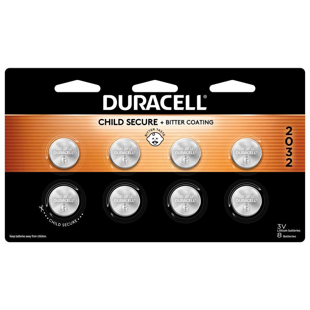 Duracell CR2032 3V Lithium Battery 8 Count Pack Bitter Coating Helps Discourage Swallowing 004133303751