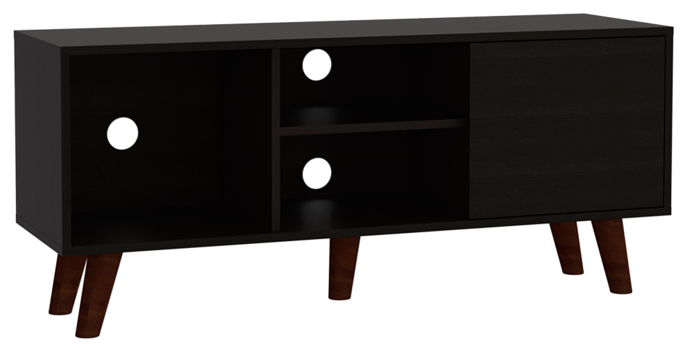 DEPOT E SHOP Ontario TV Stand  3 Shelves  Single Door Cabinet   Midcentury   Entertainment Centers And Tv Stands   by DEPOT ESHOP LLC  Houzz