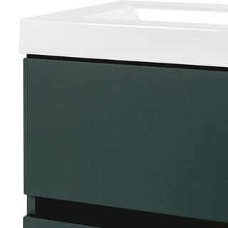 Domani Rawlins 24.5 in. W x 18.75 in. D Floating Bath Vanity in Viridian Green with Cultured Marble Top in White with Sink B24X20290