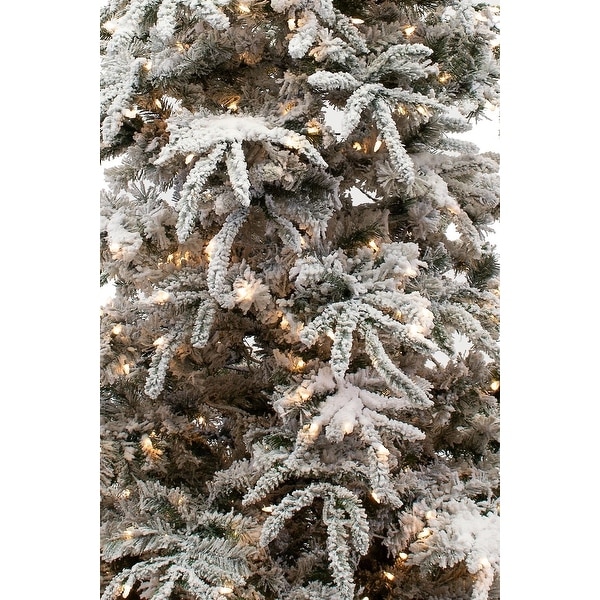 6.5foot Snowy Flocked Balsam Prelit Artificial Christmas Tree