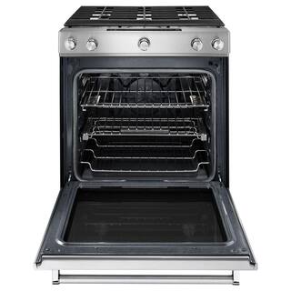 KitchenAid 6.5 cu. ft. Slide-In Gas Range with Self-Cleaning Convection Oven in Stainless Steel KSGB900ESS