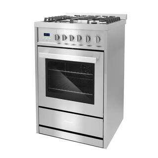 Cosmo 24 in. 2.73 cu. ft. Single Oven Gas Range with 4 Burner Cooktop and Heavy Duty Cast Iron Grates in Stainless Steel COS-244AGC