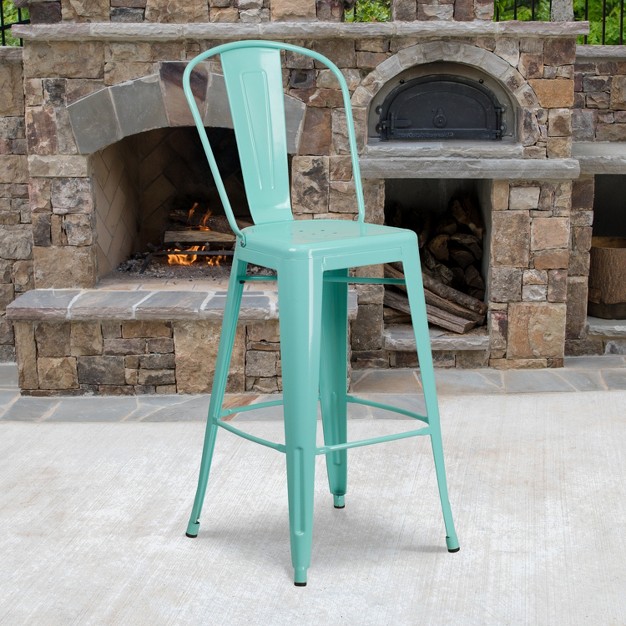 High Metal Indoor outdoor Barstool With Back