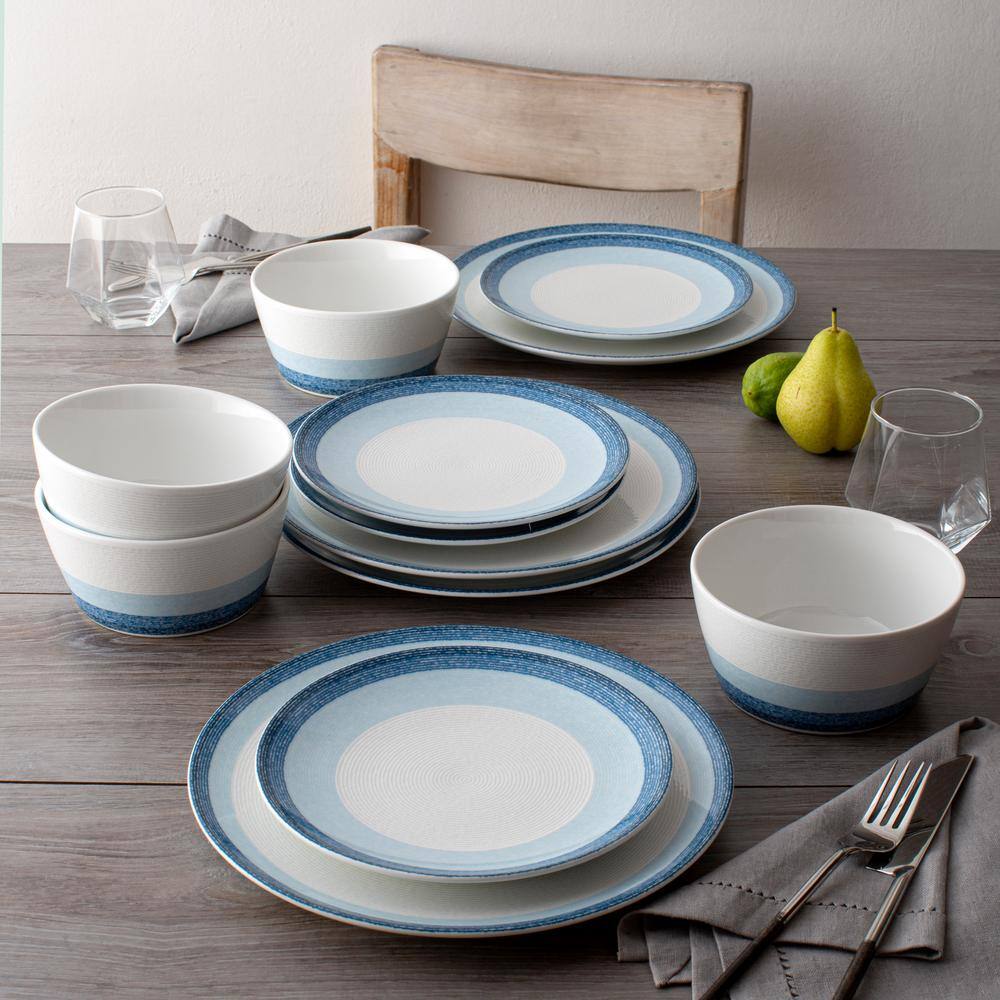 Noritake Colorscapes Layers Sky Porcelain 12-Piece Coupe Dinnerware Set (Service for 4) G020-12E