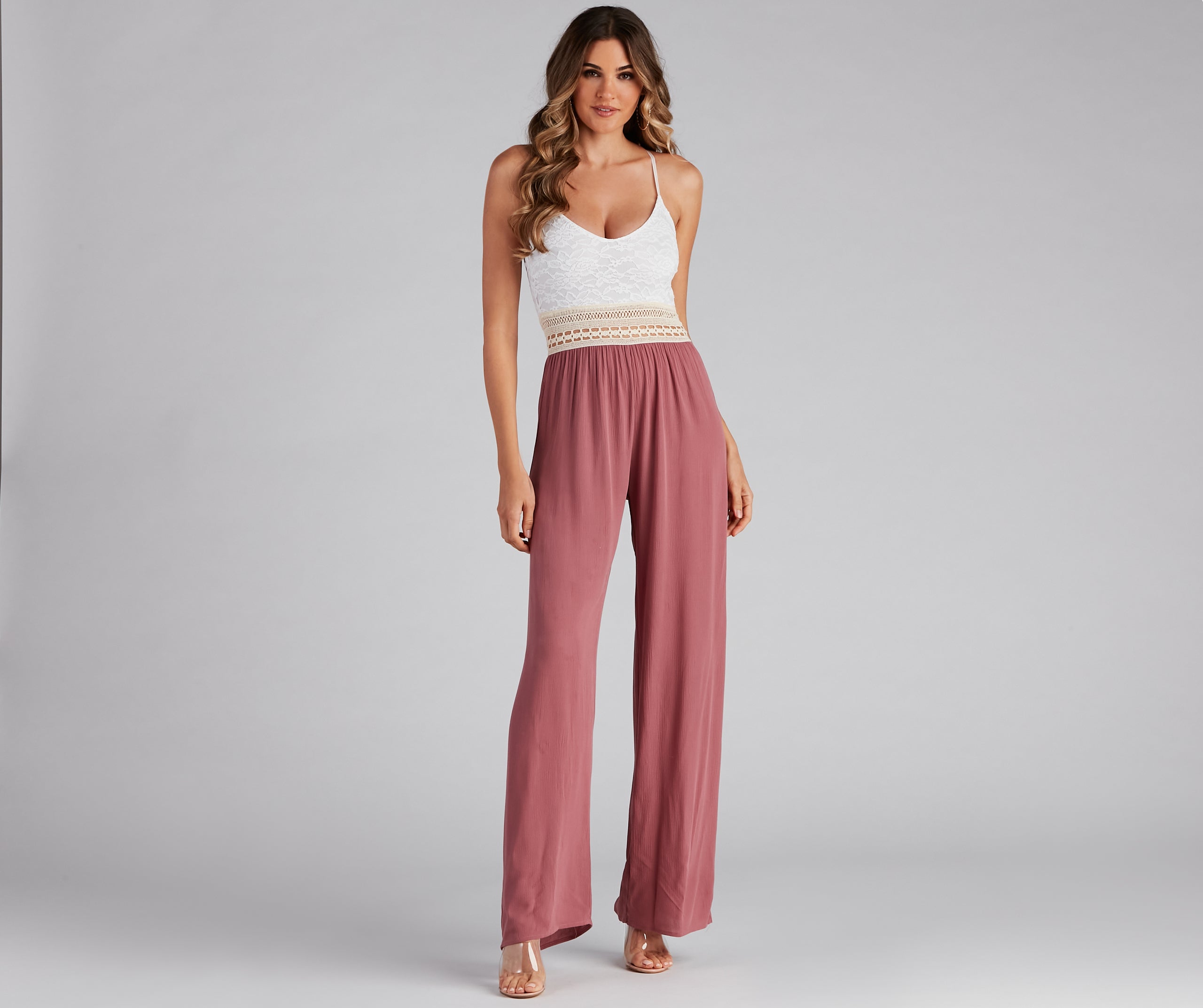 Timeless Beauty Crochet And Gauze Jumpsuit