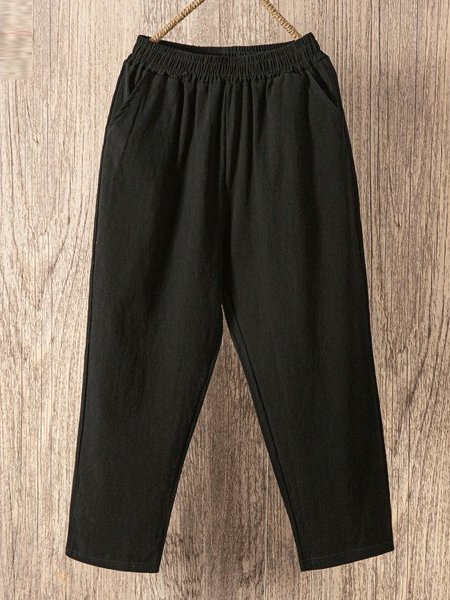 Cropped Cotton Harem Casual Pants