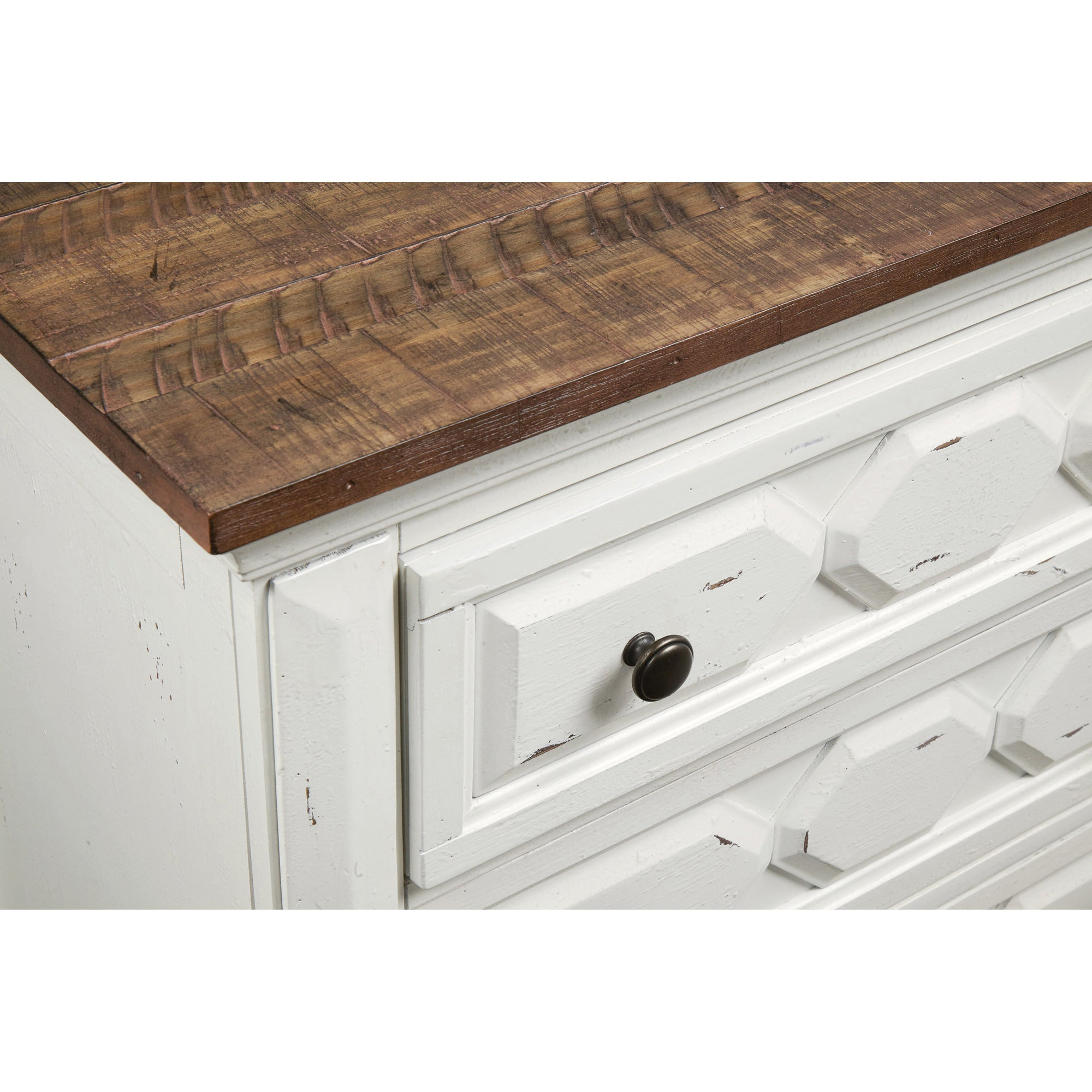 Celeste 3-drawer Nightstand Vintage White and Rustic Latte