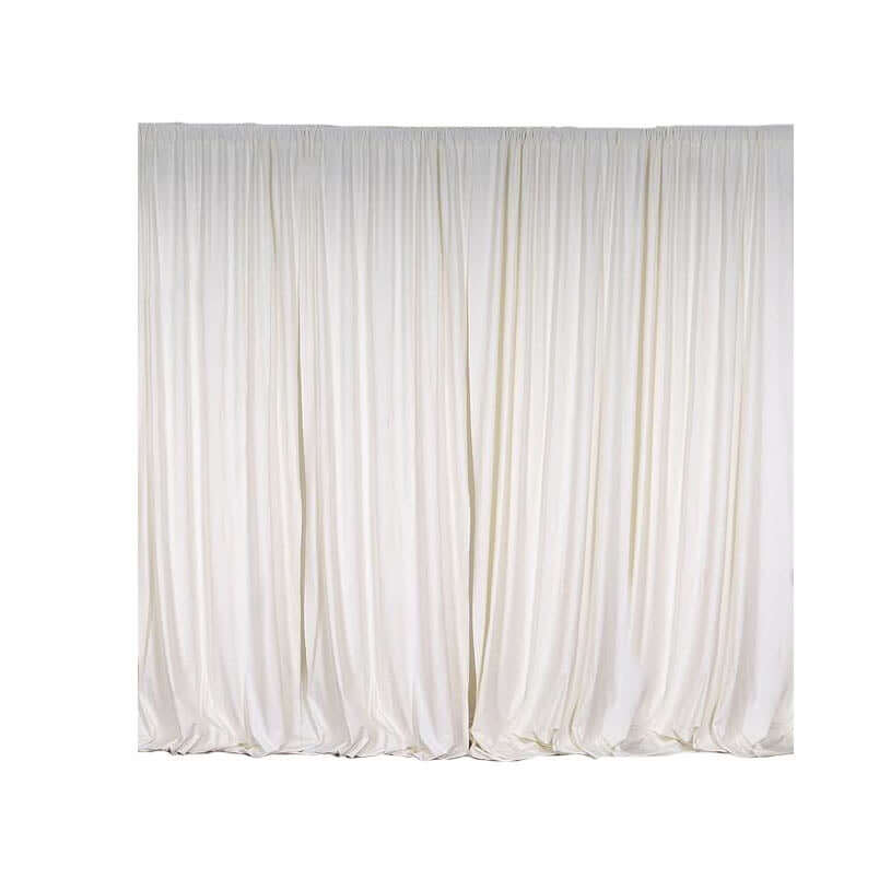 2 Pack Ivory Scuba Polyester Backdrop Drape Curtains, Inherently Flame Resistant Event Divider Panels Wrinkle Free With Rod Pockets - 10ftx10ft