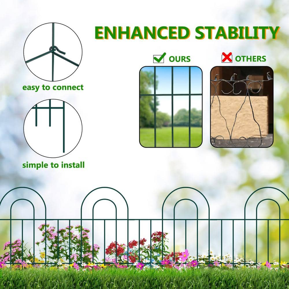 FENCY 32 in. Green Metal Decorative Garden Border Fence HD-A-HW89006