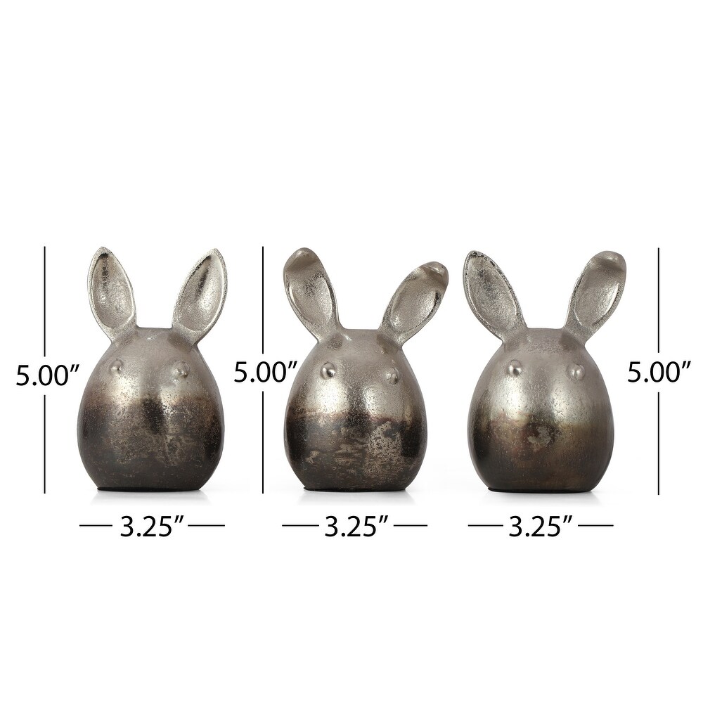 Derwent Indoor Aluminum Handcrafted Bunny Figurines by Christopher Knight Home   3.25\