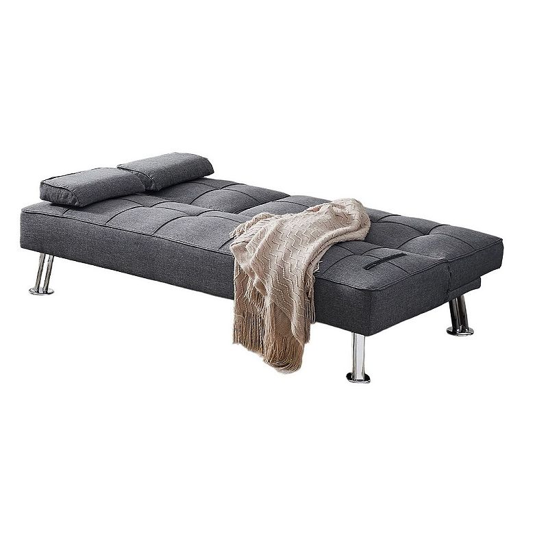 F.c Design Modern Convertible Folding Futon Sofa Bed With 2 Cup Holders， Fabric Loveseat Sofa Bed