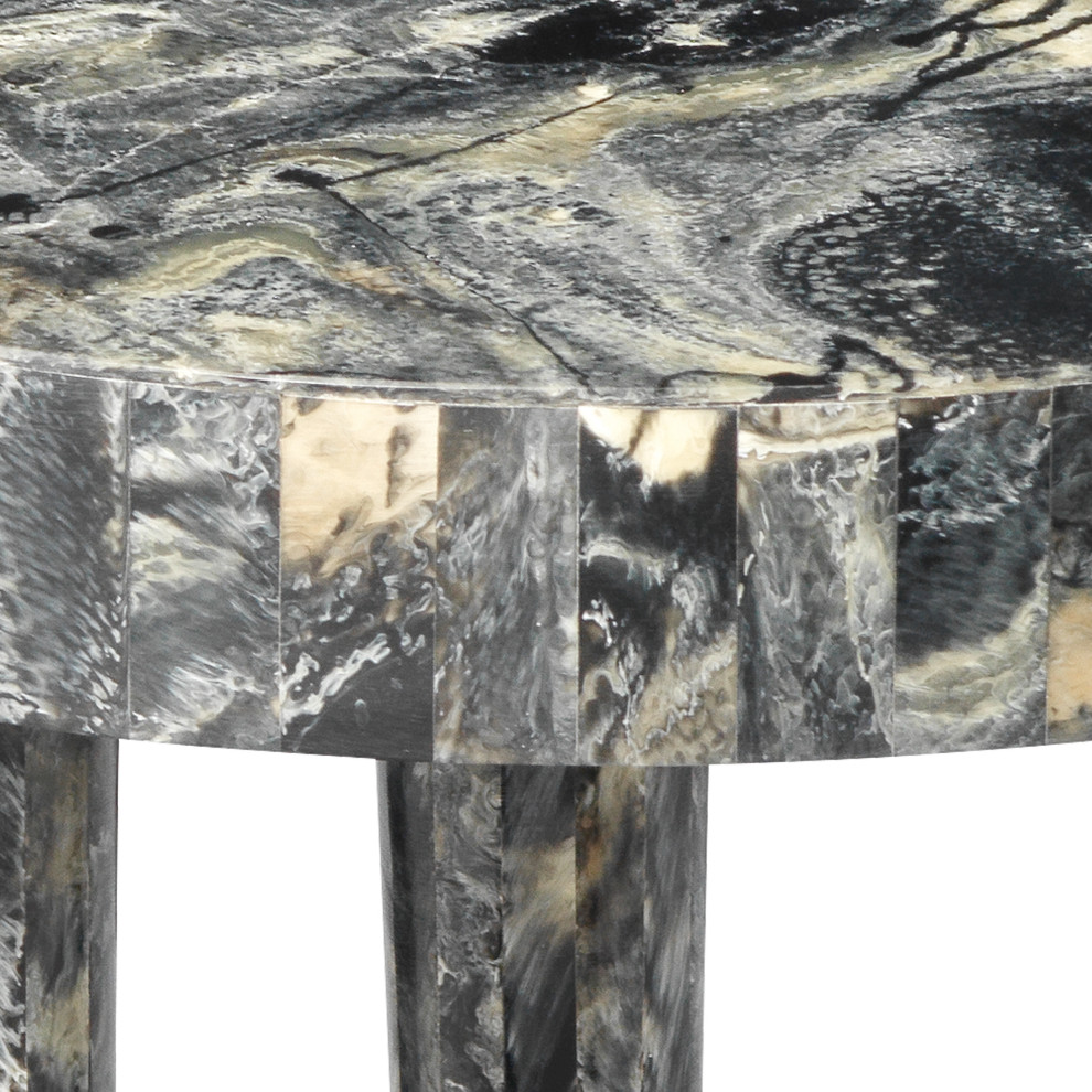 Elegant Marbleized Swirl Black Resin Accent Table 20 quotRound Gray Faceted   Contemporary   Side Tables And End Tables   by My Swanky Home  Houzz