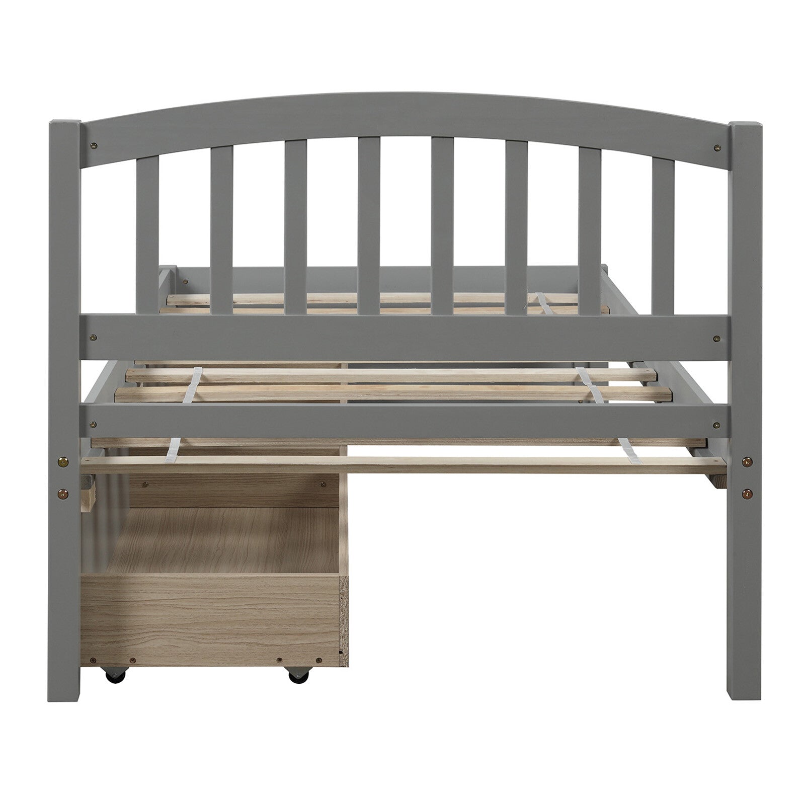 WEIKABU Wood Platform Storage Bed Frame with 2 Drawers and Headboard, Twin Size, Gray