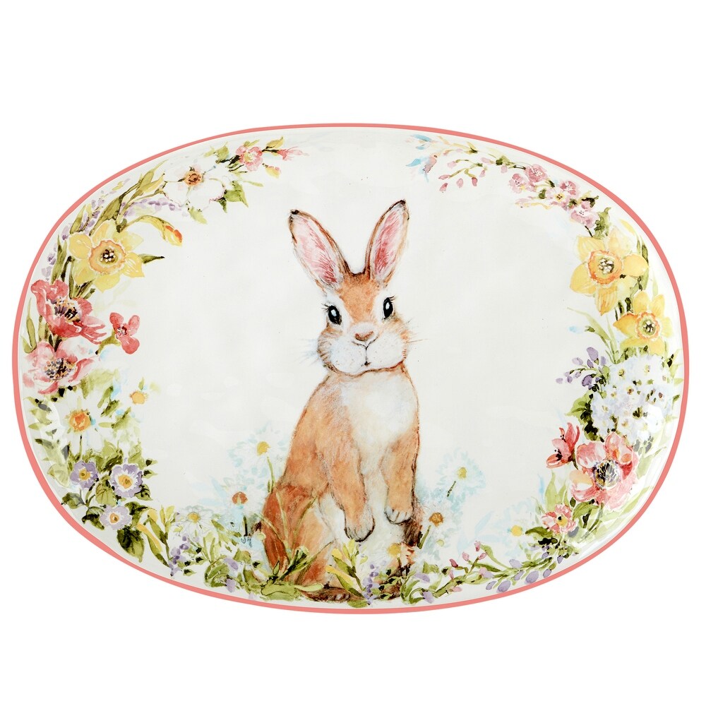 Certified International Easter Garden Oval Platter  17\