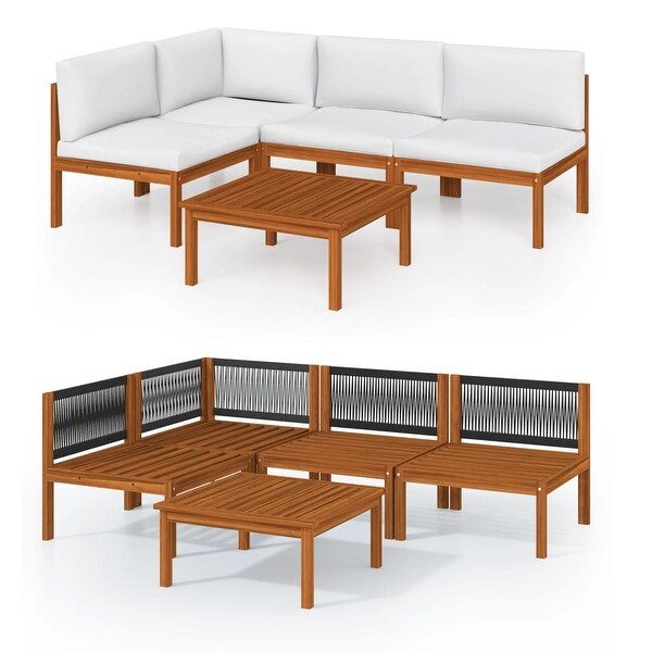 vidaXL Patio Lounge Set Outdoor Sectional Sofa with Cushions Solid Acacia Wood