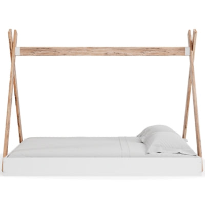 Signature Design by Ashley Piperton Contemporary Youth Tent Bed Frame, Full, Natural Wood & White