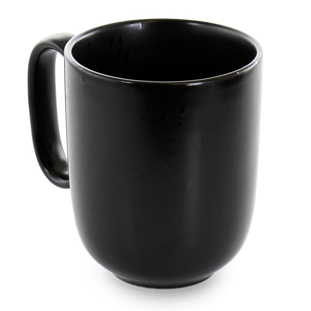 OUR TABLE Landon 6 Piece 15 oz. Round Stoneware Beverage Mug Set in Black Pepper 985119838M