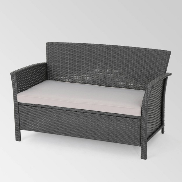 St Lucia Wicker Loveseat Gray Christopher Knight Home