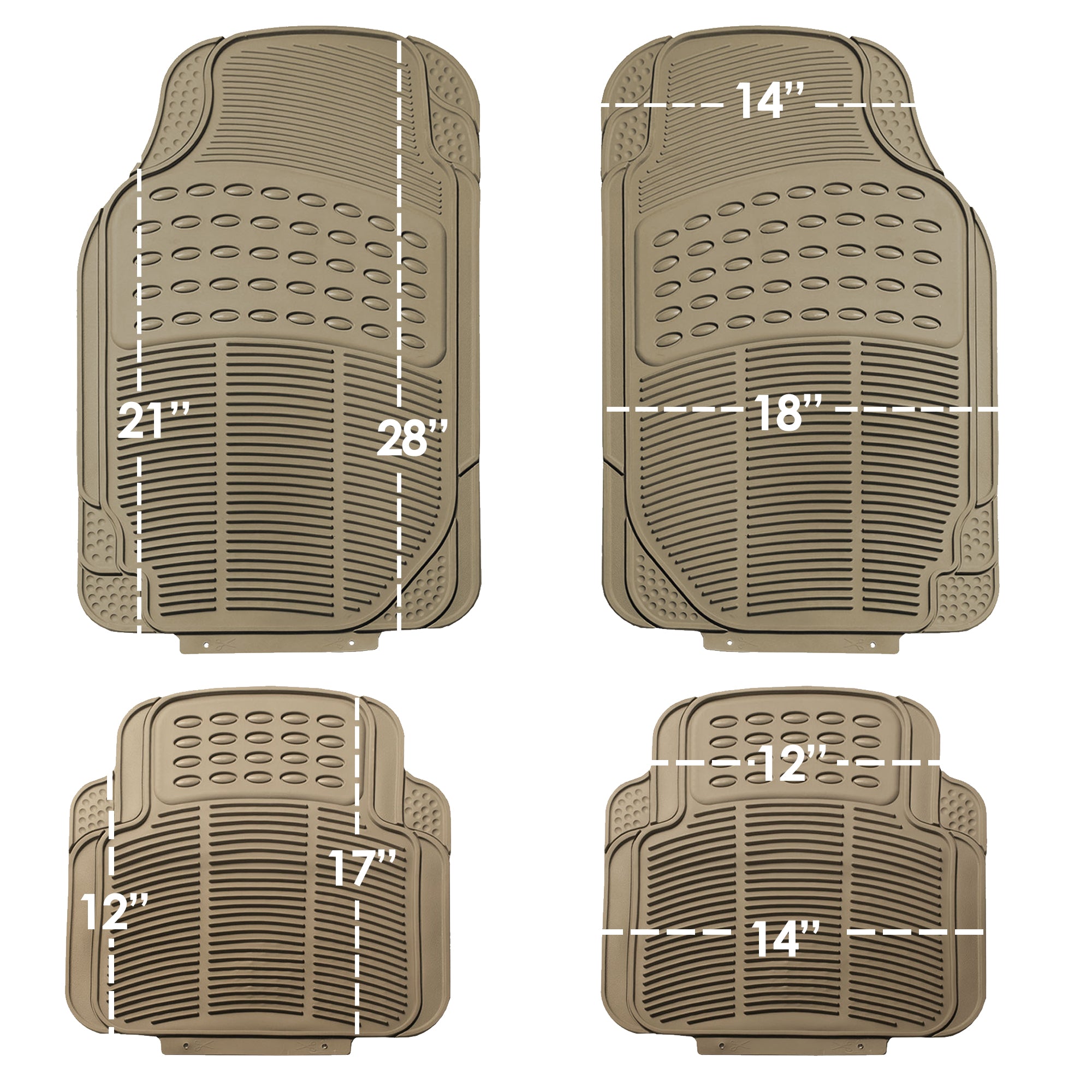 FH Group Universal Auto Seat Covers Neoprene Beige w/ Beige  Floor Mats