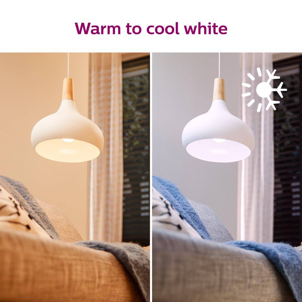 Philips 100-Watt Equivalent A21 LED Smart Wi-Fi Colr Changing Light Bulb powered by WiZ with Bluetooth (2-Pack) 562405