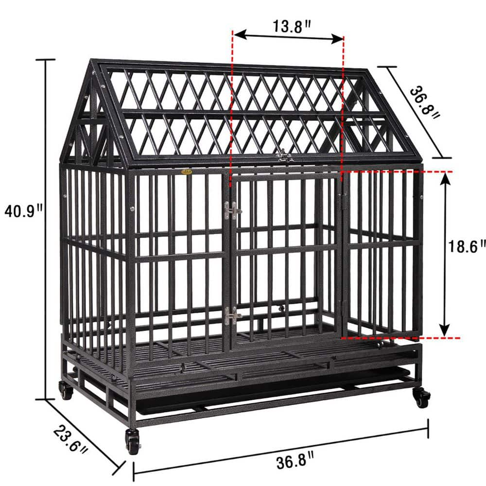 COZIWOW 36 in. x 23 in. x 40 in. Heavy-Duty Metal Dog Kennel Crate CW12H0311