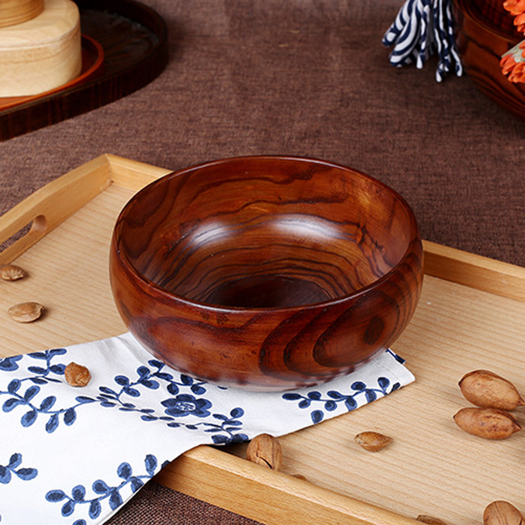 Japanese Style Dinner Fruits Vegetables Wooden Bowl Salad Dessert Round Dining Serving Bow.5x7cm