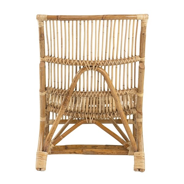 35 Inch Retro Style Rattan Lounge Chair， Slatted Support， Natural Brown - Overstock - 37853920