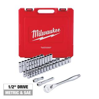 MW 12 in. Drive SAEMetric Ratchet and Socket Mechanics Tool Set (47-Piece) 48-22-9010