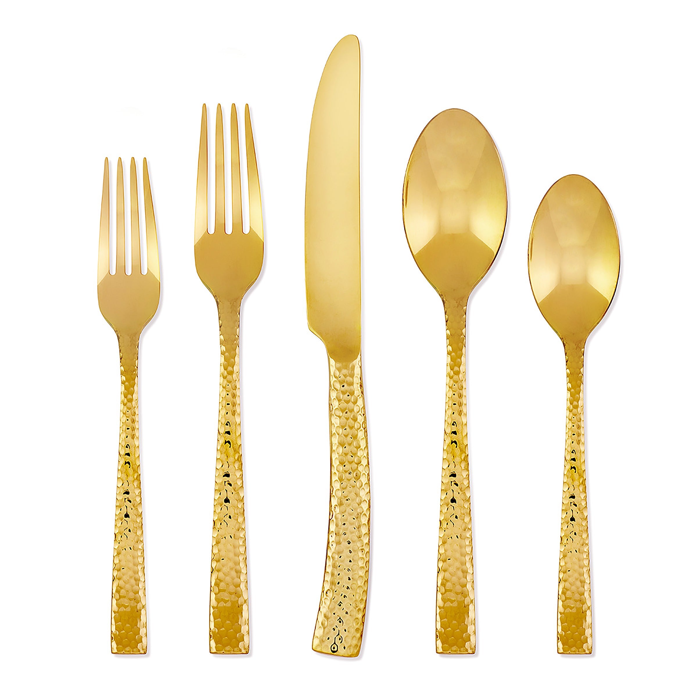 Paris Hammered Gold 20 Piece Everyday Flatware Set