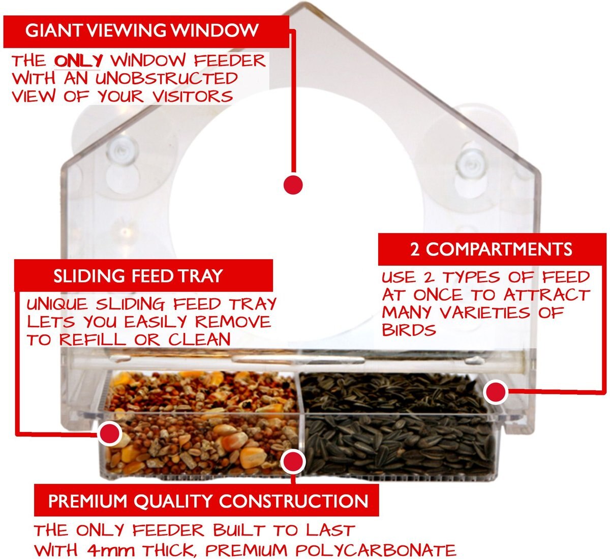 Nature Anywhere Window w/Sliding Seed Holder Bird Feeder