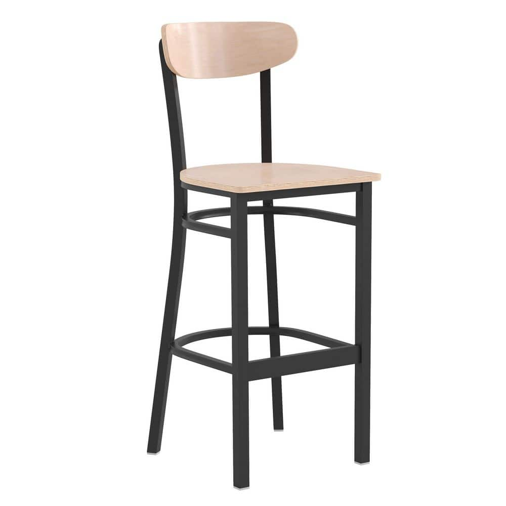 Carnegy Avenue 30 in. Natural Birch Full Metal Bar Stool with Wood Seat CGA-XU-504676-NA-HD