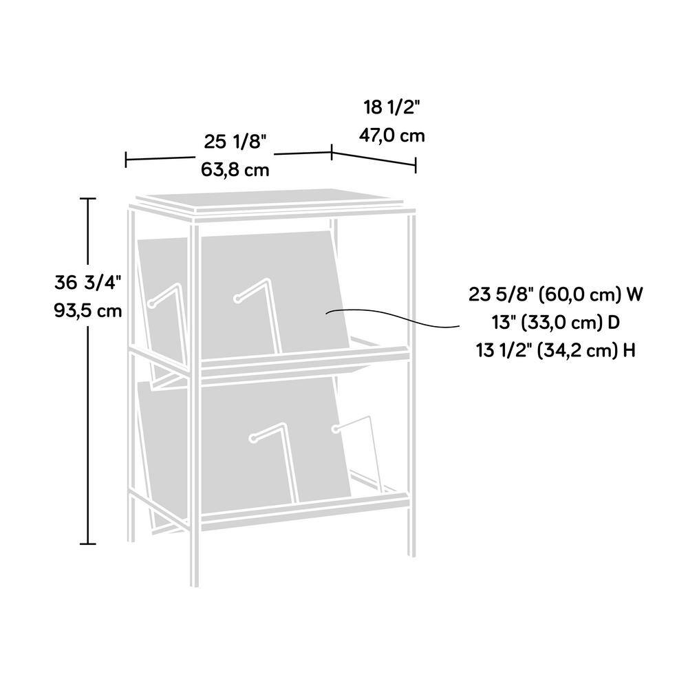 SAUDER Nova Loft 36 in. Grand Walnut Metal and Engineered Wood 3-Shelf Accent Storage Bookcase 423714