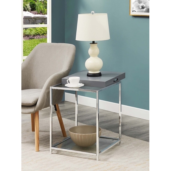 Silver Orchid Makay Vintage Glam End Table with Removable Tray