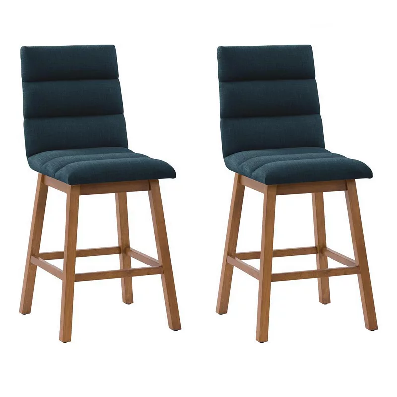 CorLiving Boston Channel Tufted Fabric Barstool Set of 2