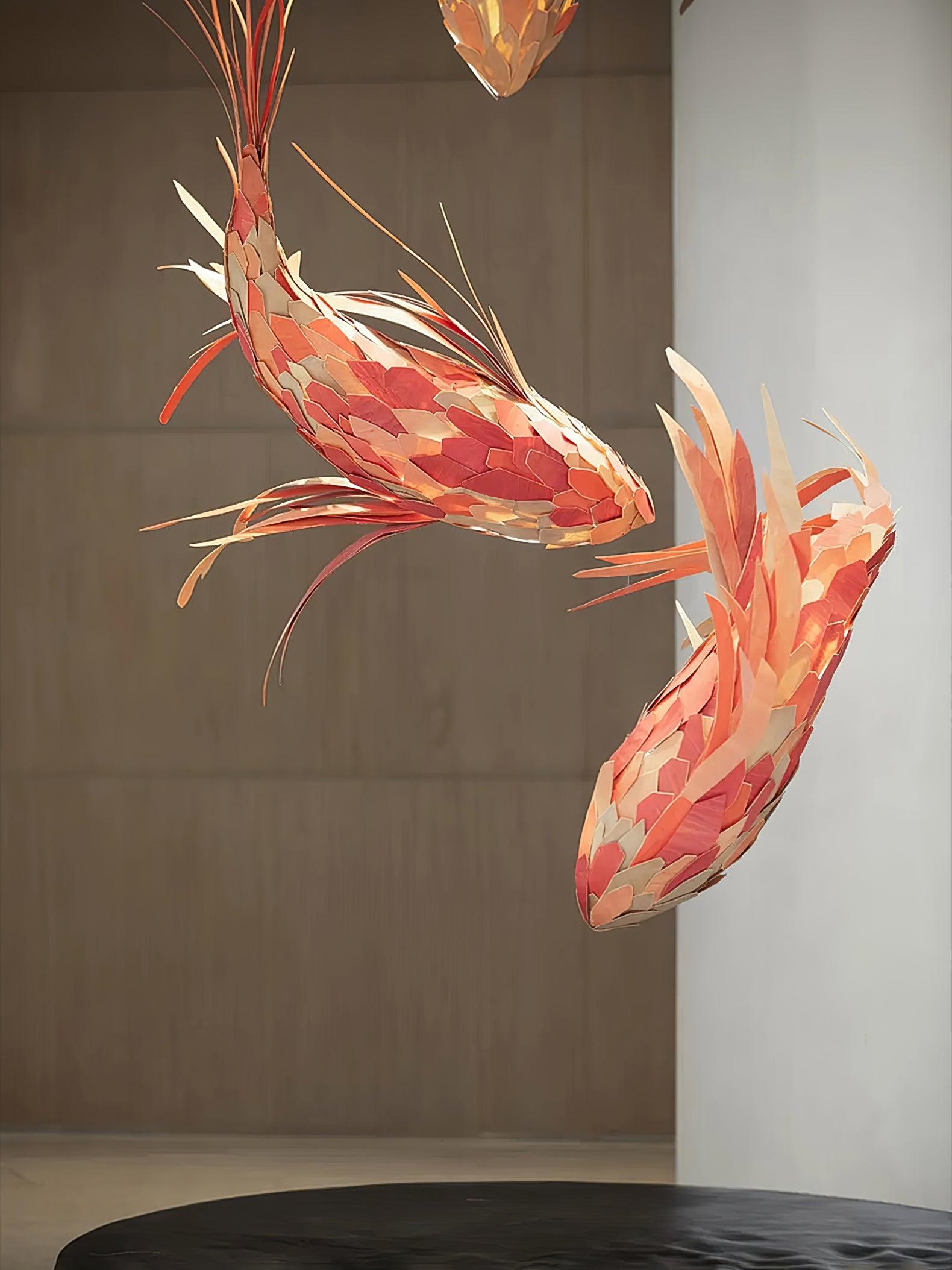 Crimson Swirl Koi Chandelier